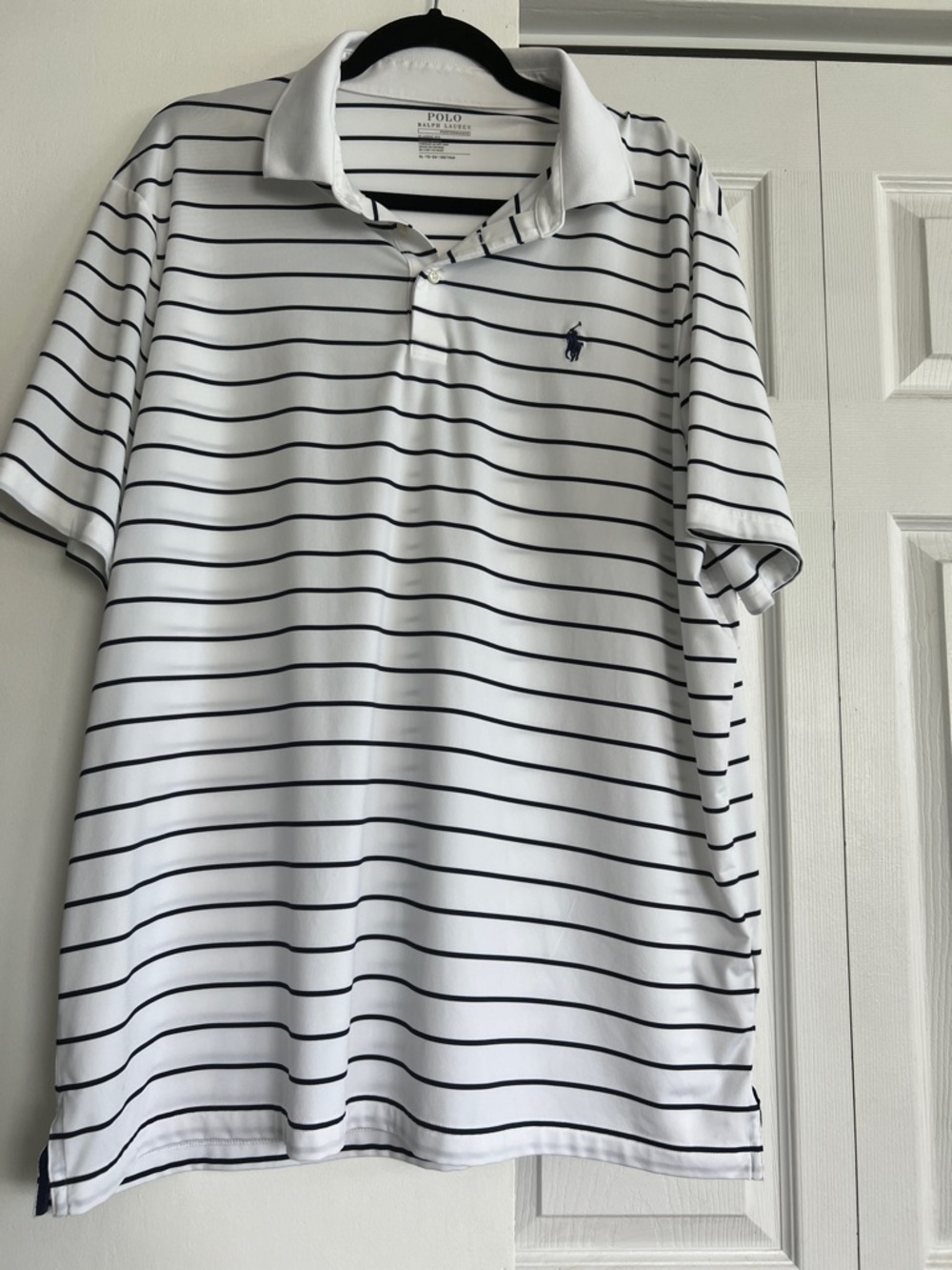 Polo by Ralph Lauren White Polo Shirt with Navy Stripes